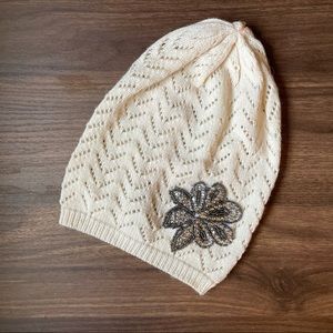 NWOT Charlotte Russe Knit Filigree Appliqué Beanie